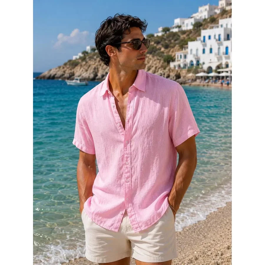 Camicia Uomo Cotone e Lino, Fresca Tutta l'Estate